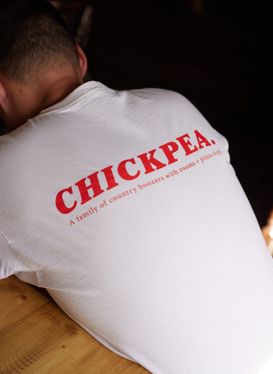 team member wearing Chickpea shirt